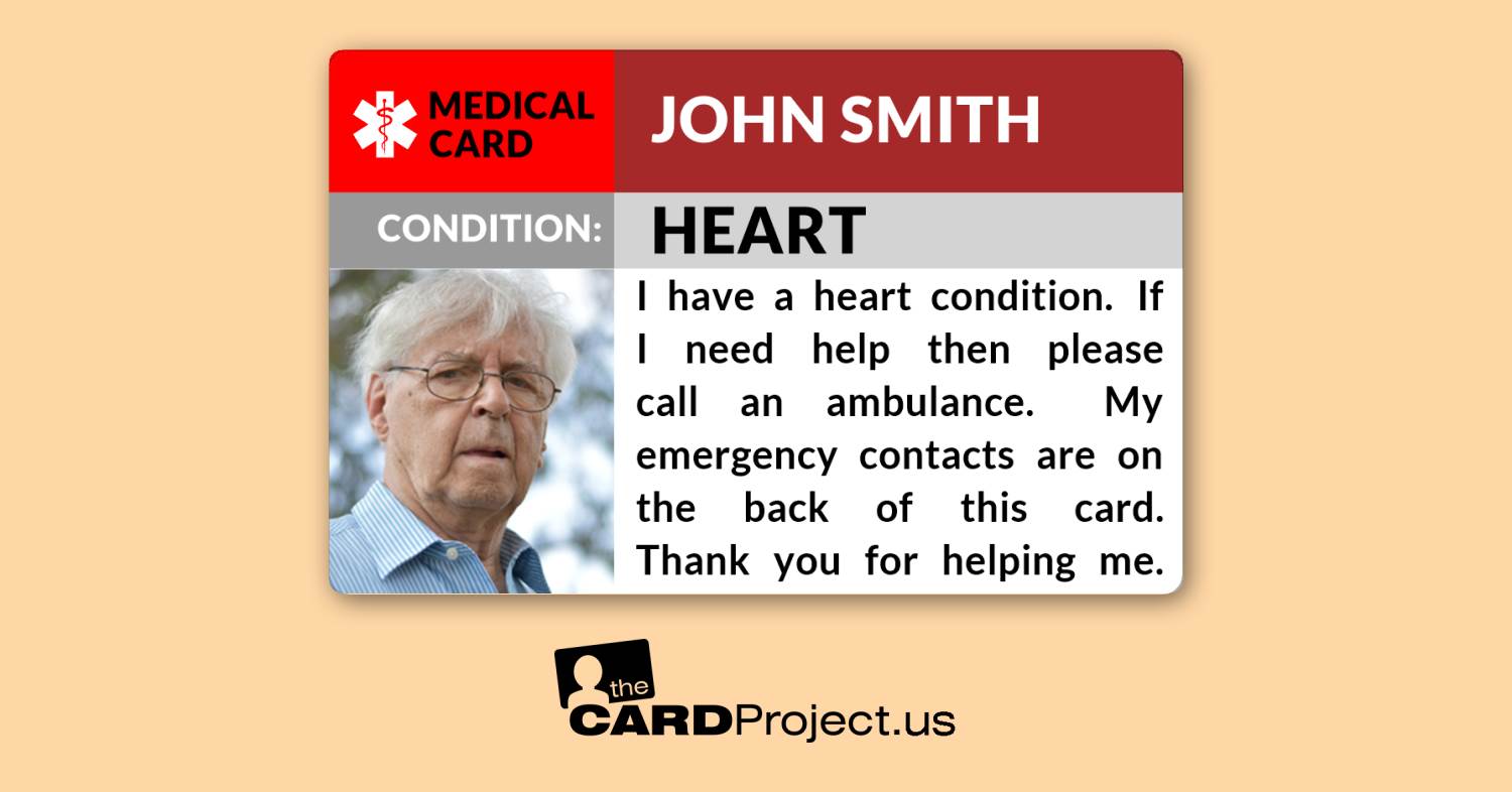 Heart Condition Photo Medical Card (FRONT)